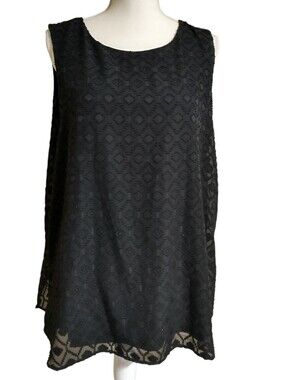 Black Textured Sleeveless Blouse
